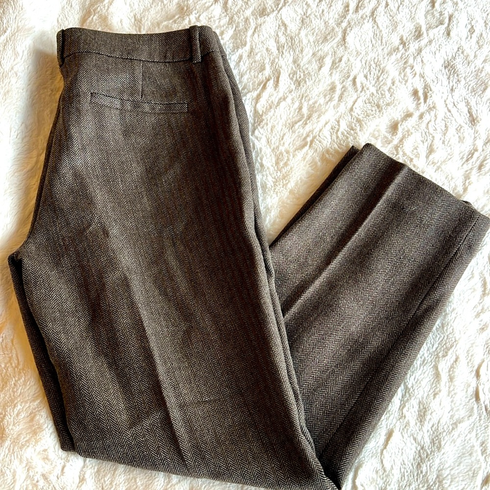 JCrew 100% wool City Fit brown herringbone print